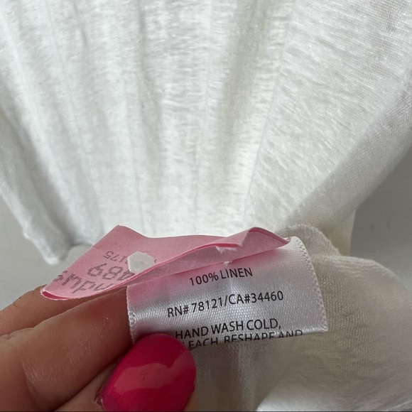 Eileen Fisher 100% Linen Heathered White Blouse Size Medium - Picture 4 of 6